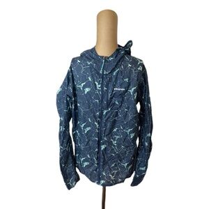 Patagonia Houdini Rain Jacket Women Blue Jigsaw Coat Ultralight Size XL